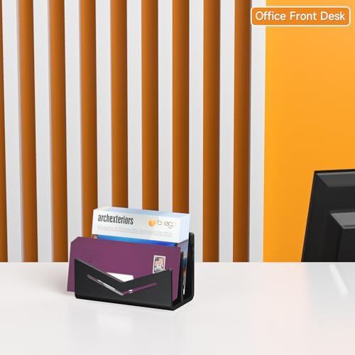 Beego Envelope and Mail Organizer Countertop - 2 Compartments Black Acrylic Desk Organizer Letter Holder Desktop File Sorter Bill Document Folder Rack for Office, Home, School Desk Organization