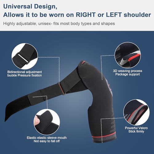 SPOBTRACE Shoulder Brace Adjustable Rotator Cuff Compression Support, L/XL