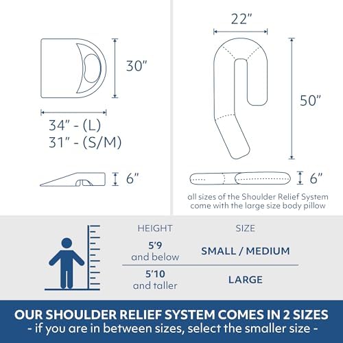 MedCline Shoulder Relief System, Side Sleeper Pillow, Large 5'10" and Over