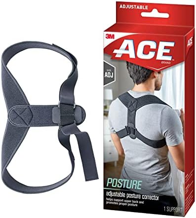 ACE Brand Posture Corrector, Posture Correction, Adjustable, Hook-and-Loop Shoulder Straps Provide Secure Fit, Posture Support Fits Discreetly Under Clothing, One Size Fits Most