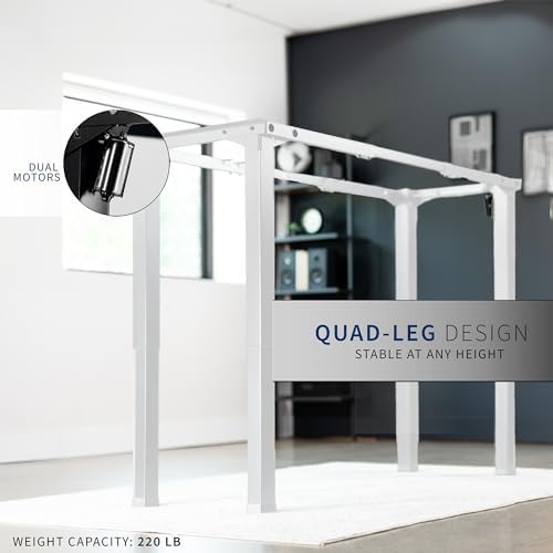 VIVO White 4-Leg Dual Motor Standing Desk Frame, DESK-E4W