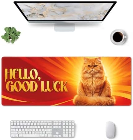 Persian Cat Cute Mouse Pad Mouse Pads for Desk 11.8x31.5 in Red Gold