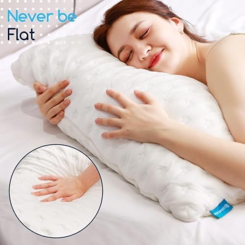 KUCEY Cooling Side Sleeper Pillow for Neck and Shoulder Pain, Luxury Shredded Memory Foam Cool Bed Pillows for Sleeping Set of 1- Adjustable Standard Size- Washable Cover Original White
