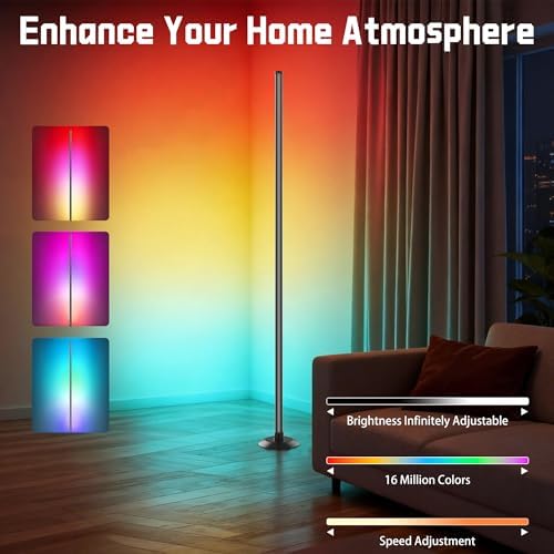 NBBUFF IC+RGBW Led Corner Floor Lamp USB Powered App & Remote Control,1Pack