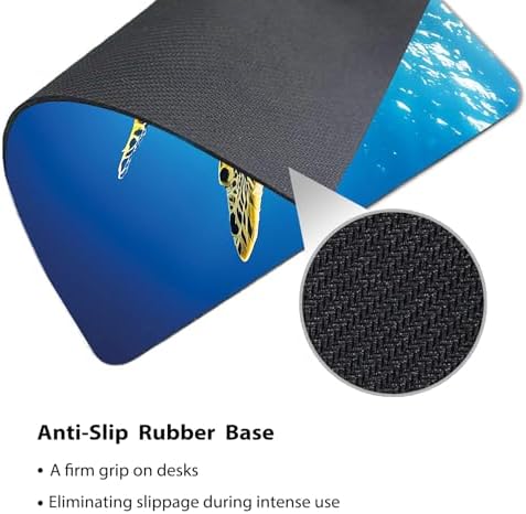 9.5x7.9 Inch Office/Gaming Mouse Pad, Vibrant Hawksbill Sea Turtle in Sunlight Underwater Ocean Marine, Cute Anti-Slip Mat for Desk Decor