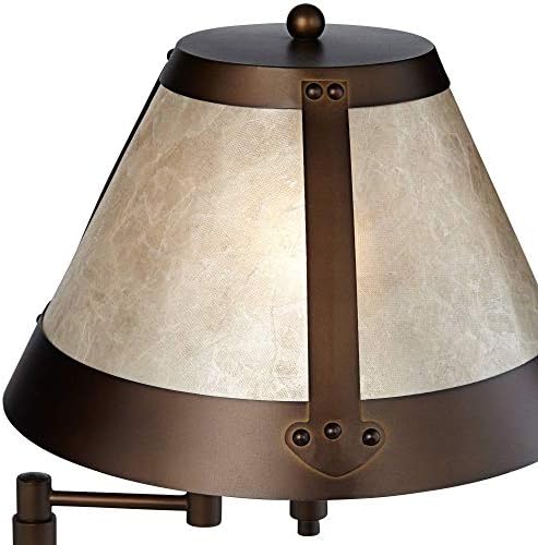 Samuel 21 1/4" High Bronze Brown Desk Lamp USB Mica Shade Swing Arm