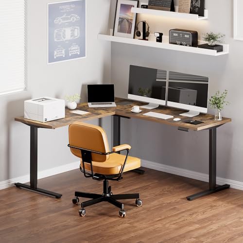 SANODESK 71" Reversible L-Shaped Electric Standing Corner Computer Desk