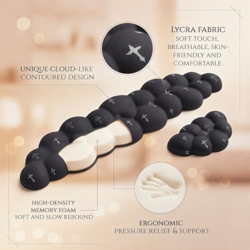 Cloud Wrist Rest Set for Keyboard & Mouse. Silky Fabric Surface