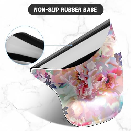 ITNRSIIET Ergonomic Mouse Pad Coaster Set with Gel Wrist Support Wrist Rest Smooth Surface Non-Slip PU Base Comfortable Office Supplies Pain Relief, 9.5 x 8.3 inches, Beautiful Flowers