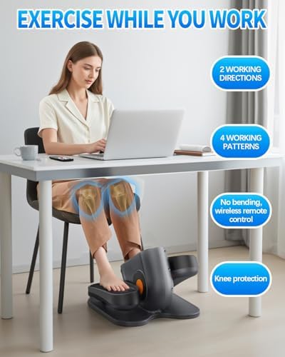 Under Desk Elliptical Machine, Electric Leg Exerciser While Sitting for Seniors with Remote Control, Whisper Quiet Motorized Seated Pedal Exerciser, Home Office Daily Use, No Assembly Required