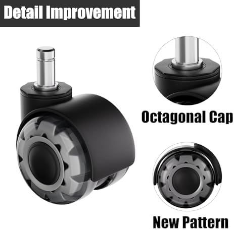 Office Chair Wheels 2" Roller Blade Rubber Chair Casters Replacement