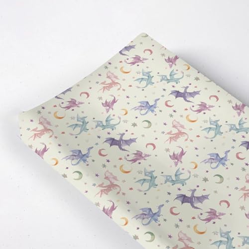 Watercolor Colorful Dragon Moon Stars Baby Changing Pad Cover,Unisex Dragon Nursery Diaper Changing Table Pad Mat Sheet for Boys Girls-16x32