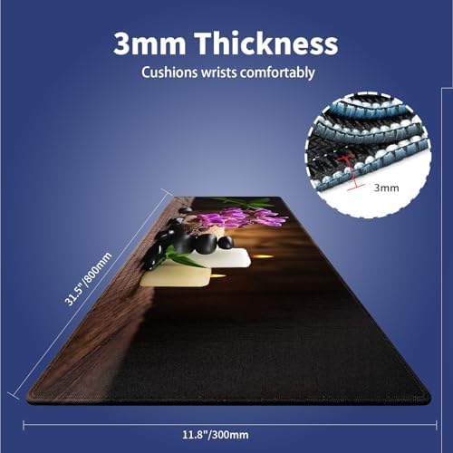 Tranquil Zen Spa Large Mouse Pad, Peaceful Scene Still Life Desk Mat