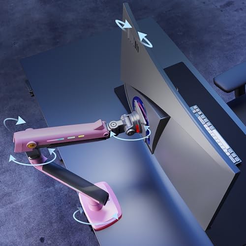 NB Gaming Monitor Arm or for 32 to 60 Inches Screen, Load up to 20 kg, VESA 75/100, RGB-Light, Heavy Duty, Multi Angle Adjustable, Premium Aluminum, Pink