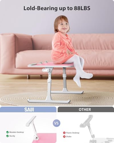 SAIJI Height & Angle Adjustable Laptop Stand for Bed, Lap Desk Tray Table
