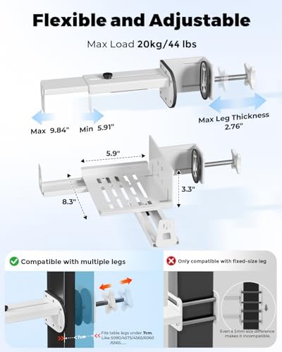 JOY worker Under Desk PC Mount with Protective Arms, Clamp-On Leg CPU Mount