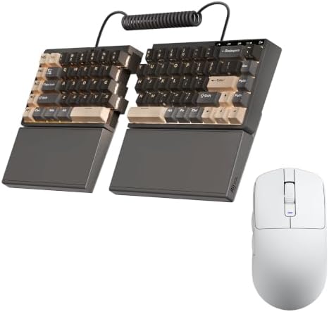 RK ROYAL KLUDGE S70 Ergonomic Split Keyboard and MO3 Wireless Gaming Mouse Combo, 75% Hot Swappable Gaming w/Fixed Wrist Rest, Bluetooth/2.4G/USB Rechargeable Computer Mouse