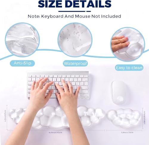 Gel Cloud Keyboard & Mouse Wrist Rest Set - Cloud Keyboard Wrist Rest Pad & Mouse Support for Office Gaming Pad Computer Laptop Ergonomic Comfortable Pain Relief- Cloud Pad Set