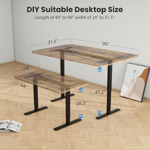 Dual Motor Standing Desk Frame- Height Adjustable Electric Desk Legs, Heavy Duty Sit to Stand Up Desk Base, 4 Memory Settings Controller for Adjustable DIY Desktop, Over 300 lbs Load Capacity