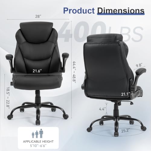 Big and Tall Office Chair, Heavy Duty Ergonomic Office Desk Chair Set of 2