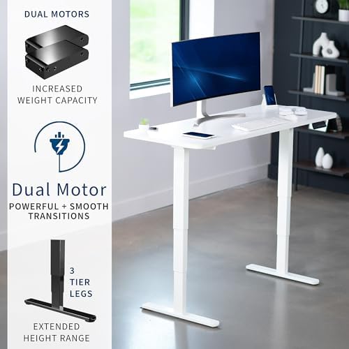 VIVO White 60 x 24 in Standing Desk, DESK-KIT-2W6W