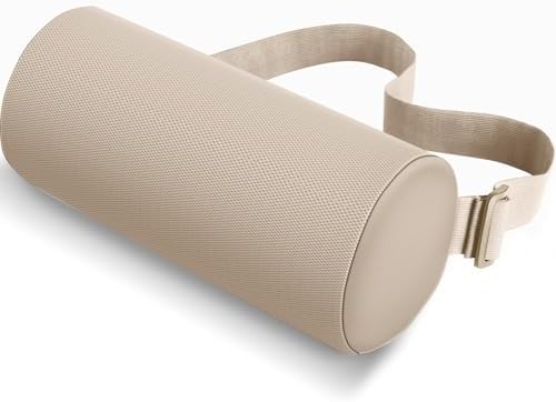 CushZone Lumbar Roll Support Pillow, Memory Foam Back Cushion, Khaki