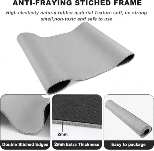 Large Mouse Pad Desk Mat Large Office Desk Pad with Stitched Edges, Gray
