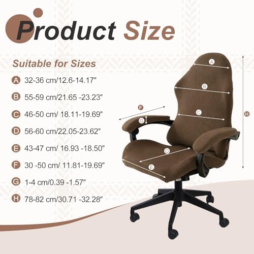 PATIKIL 1 Set Office Chair Cover, Desk Chair Cover Stretchable Universal Computer Seat Slipcover Large with Armrest Covers Zipper for Rolling Office Chairs Home Desk Seat, Brown