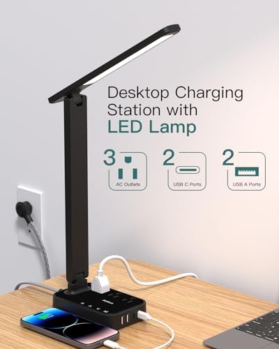 Addtam LED Desk Lamp with 4 Modes for Home Office College Dorm Essentials