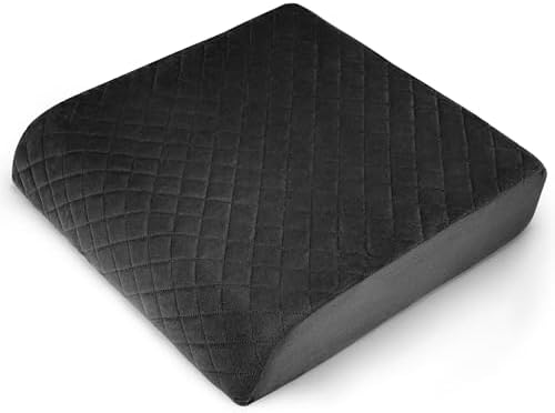 Medium-Soft 20x20x4 Memory Foam Recliner Chair Seat Cushion for Long Sitting - Armchair Pad with Washable Velvety Cover with Waterproof Layer & Non-Slip Base for Seniors & Elderly - Black