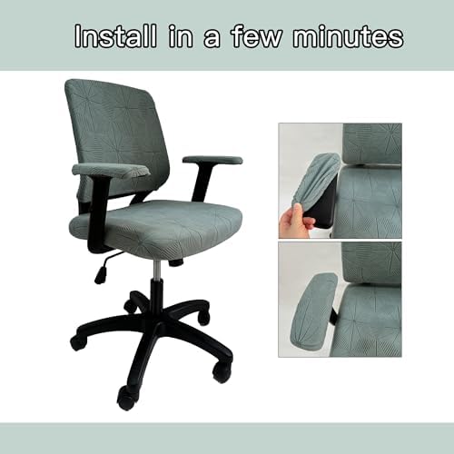 High elasticity anti slip office chair cover, split design for easy installation,universal desk chair cover wear-resistant and scratch resistant (Pine and cypress green, Chair Armrest Covers)