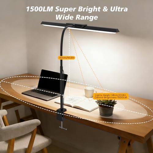MOICO LED Desk Lamp with Clamp for Office Home-