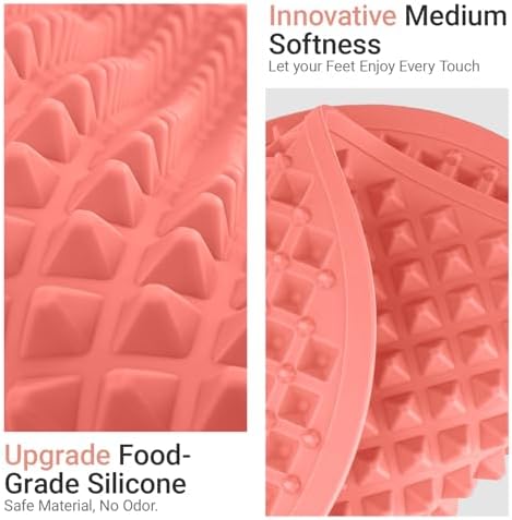 Upgrade Silicone Foot Massager Mat, Large Reflexology Mat for Feet Relaxation, Portable Foot Acupressure Mat with Dual-Side Usage, Foldable Standing Desk Mat for Pain, Fatigue Relief(Pink-L)