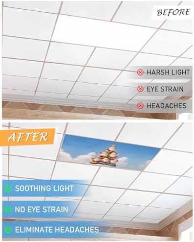 Santa Claus Magnetic Fluorescent Light Covers for Ceiling Lights 2 x 4 Feet,Christmas Tree Golden Star Blue White Office Classroom Kitchen Drop Ceiling Light Covers Filters Shade Panel 3 Packs