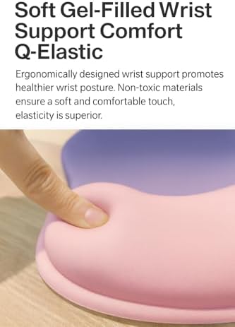 RAPIQUE Ergonomic Mouse Pad with Wrist Support, Memory Foam, Non-Slip Rubber Base, Comfortable Mousepad for Office & Gaming, Pink