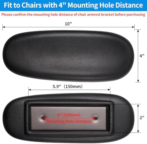 Office Chair Armrest Replacement, PU Arm Pads Caps, Fit to Most Chairs with 4" Mounting Hole Distance, 1 Pair