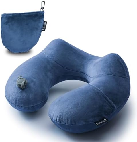 Keemall Inflatable Travel Neck Pillow for Airplane to Relieve Neck Pain