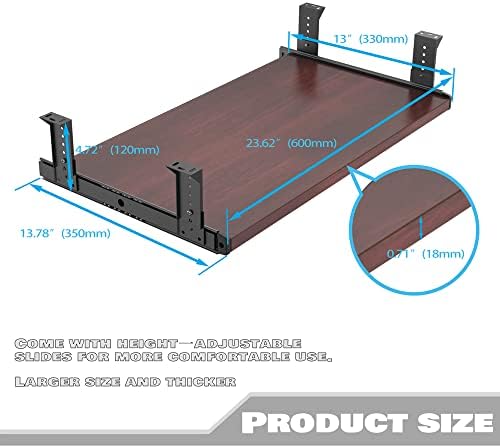 FRMSAET Under Desk 20/24/30 inch Keyboard Drawer Platform (24 in, Mahogany)