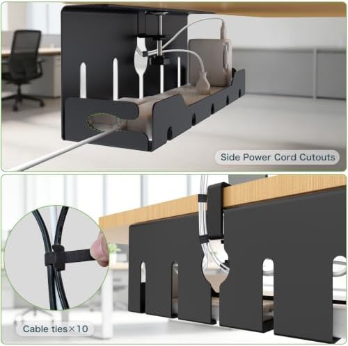 KEEGH Under Desk Cable Management Tray 16 in, Cable Organizer Tray, Black