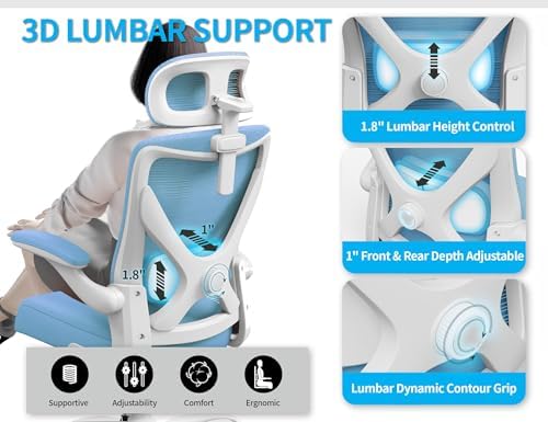 Ergonomic Office Chair: Mesh Desk Chair Comfy with Headrest& Lumbar Support