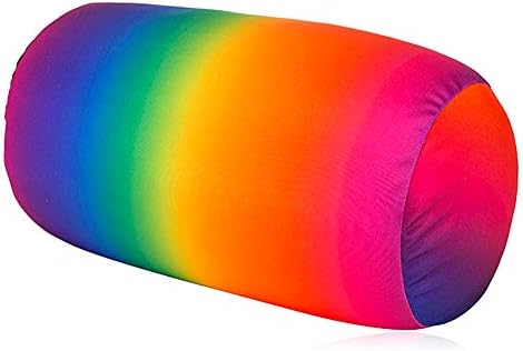 Squish Microbead Pillow Neck Lumbar Body Sopport Microbead Bolster 7 * 12Inches Travel Pillows for Chair Sleeping Car Seat Emotional Colorful Dormroom Accessory (Rainbow)