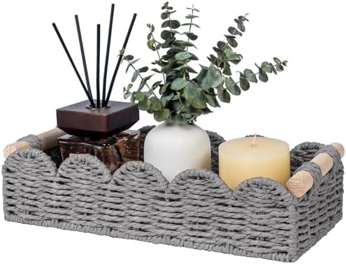 CubesLand Toilet Paper Storage Basket Organizer, Small Wicker Decor Basket