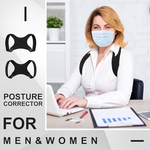 Threlaco Posture Corrector for Women and Men, Adjustable Posture Back Brace Shoulder Brace, Discreet Under Clothes Design Back Support, Pain Relief for Improved Neck Support (Black)
