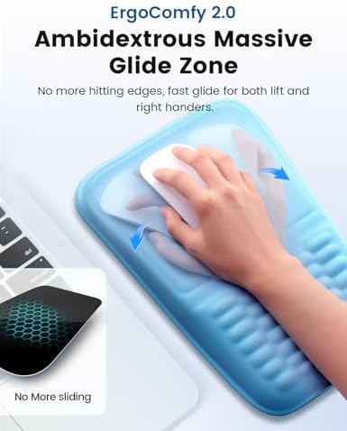 2-in-1 Keyboard & Mouse Wrist Rest Set – Ergonomic Pain-Relief Support, Memory Foam Wrist Cushion with 8° Slope & Massage Nubs, Non-Slip PU Base, Relieves Wrist Pain & Carpal Tunnel from Long Typing