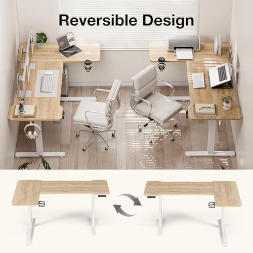 Acrolix L Shaped Electric Standing Desk,51x31.5 Reversible,Oak