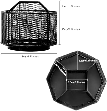 Comix Mesh 360° Rotating Pen Holder, Desk Organizer for Home Office, Black