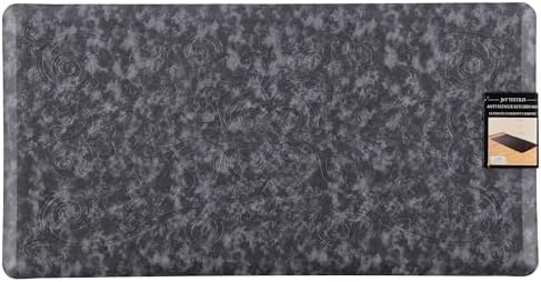 J&V TEXTILES Medallion Embossed Cushioned Anti Fatigue Floor Mat, Thick Non Slip Waterproof Kitchen Rug, Heavy Duty Foam Standing Mat for Kitchen (Navy Blue, 20" X 39")