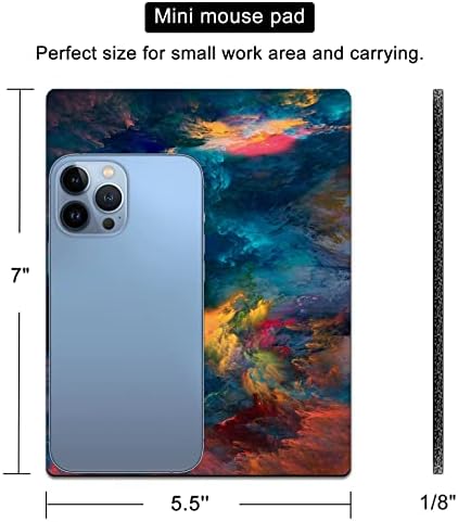 Small Mouse Pad Cute, Mini Mouse Pads for Wireless Mouse and Laptop, Travel Mousepads with Designs - Color Splash/Colorful Clouds, Portable Mousepad with Non-Slip Rubber Base - 5.5 x 7 in