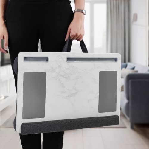 Extra Large Lap Laptop Desk- Home Office Portable LapDesk with Mouse Pad & Wrist Rest for Notebook/MacBook/Tablet, Sofa Bed Working, Writing, Drawing (White Marble, Fit Up to 17-inch Laptops)