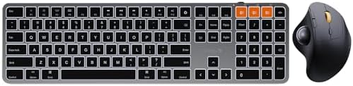 ProtoArc EM04 Wireless Trackball Mouse and K100-A Backlit Bluetooth Keyboard for Mac